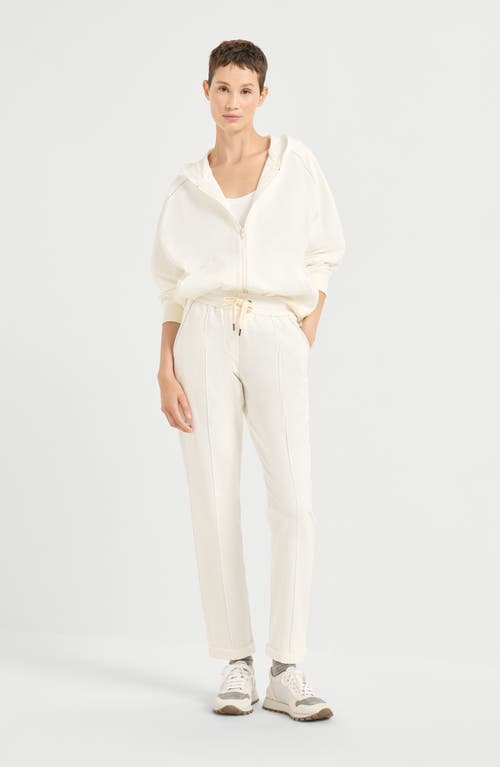 Brunello Cucinelli White Stretch Fleece Monili Track Trousers In White