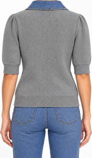 Nanette Lepore Denim Collar Short Sleeve Cardigan