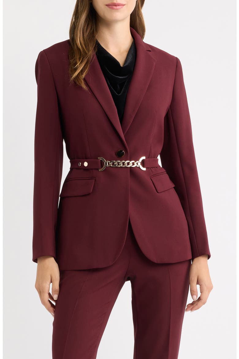 One-Button Notch Collar Blazer, Main, color, BAROLO