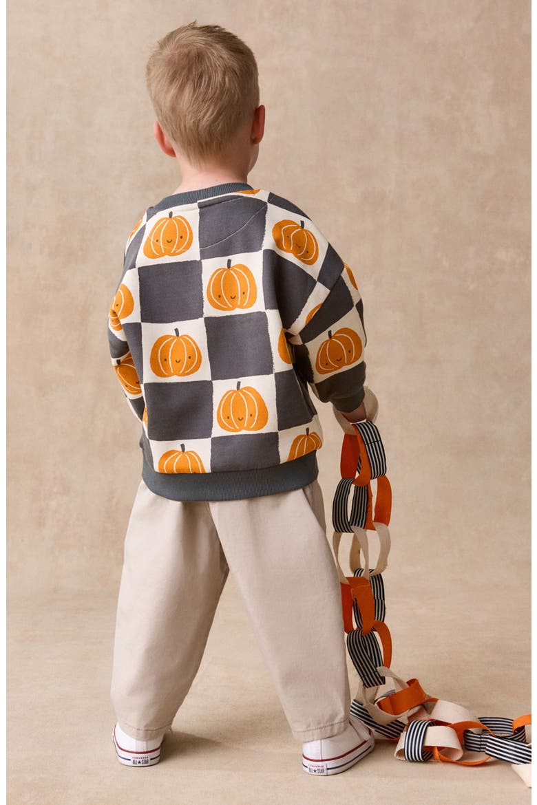 Kids' Pumpkin Sweatshirt, Alternate, color, BLACK