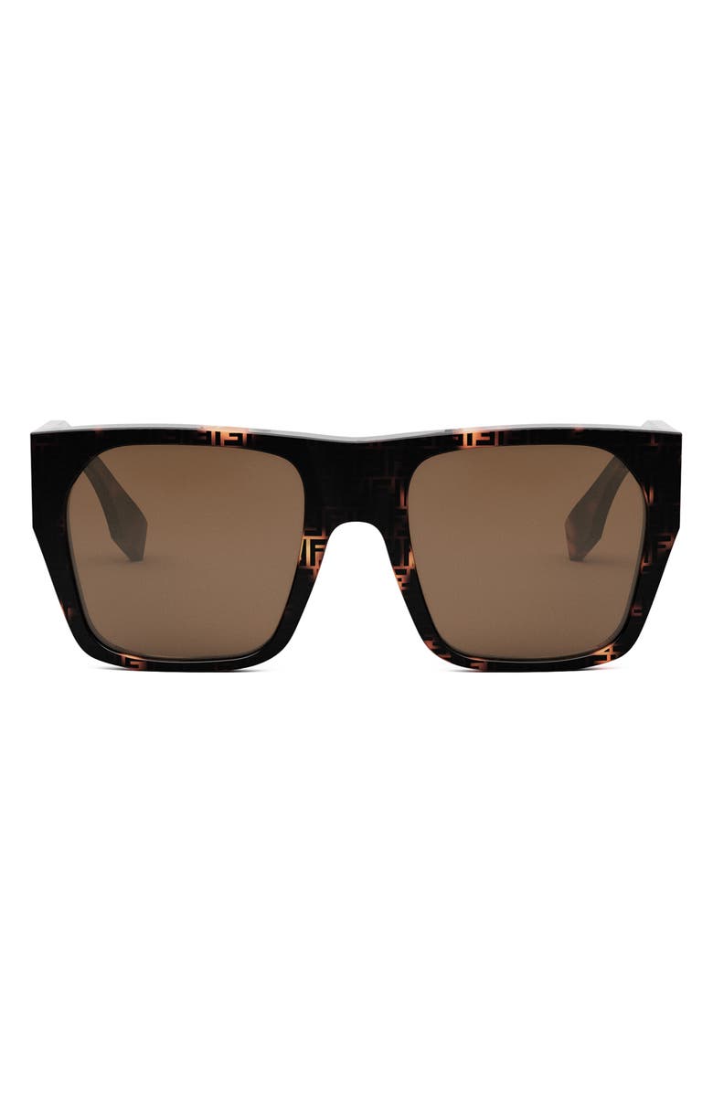 Fendi 'Fendi Baguette 54mm Square Sunglasses, Main, color, Havana / Brown