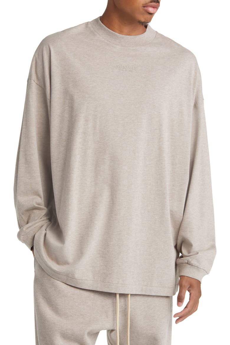 Essentials Long Sleeve Cotton T-Shirt, Main, color, CORE HEATHER