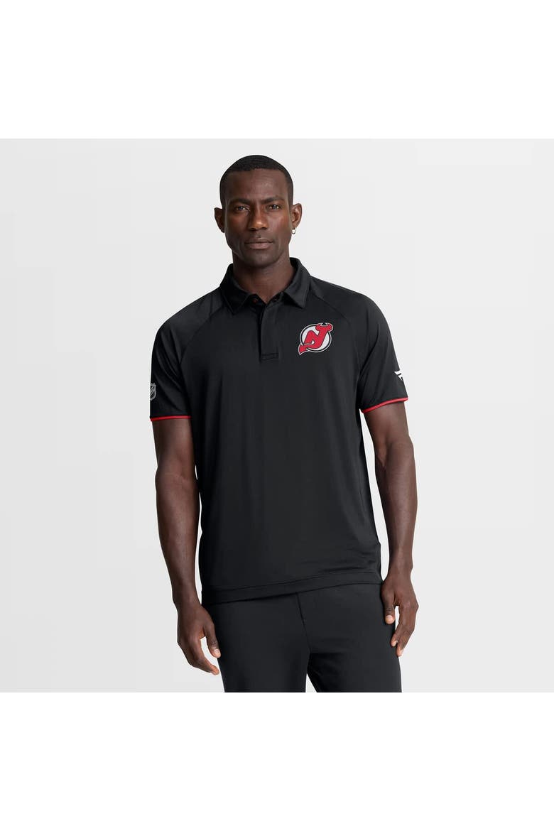 Men's Fanatics Black New Jersey Devils Authentic Pro Rink Raglan Polo, Main, color, Black