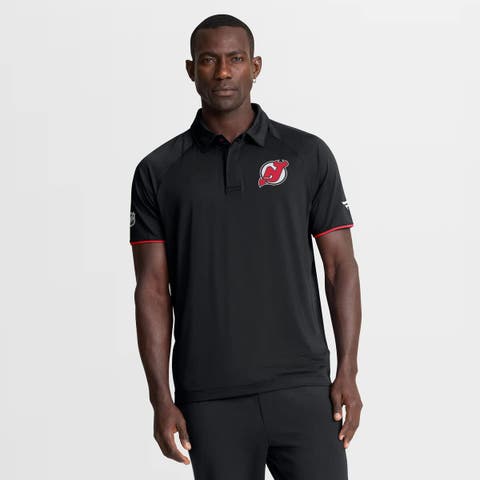 Men's Fanatics Black New Jersey Devils Authentic Pro Rink Raglan Polo