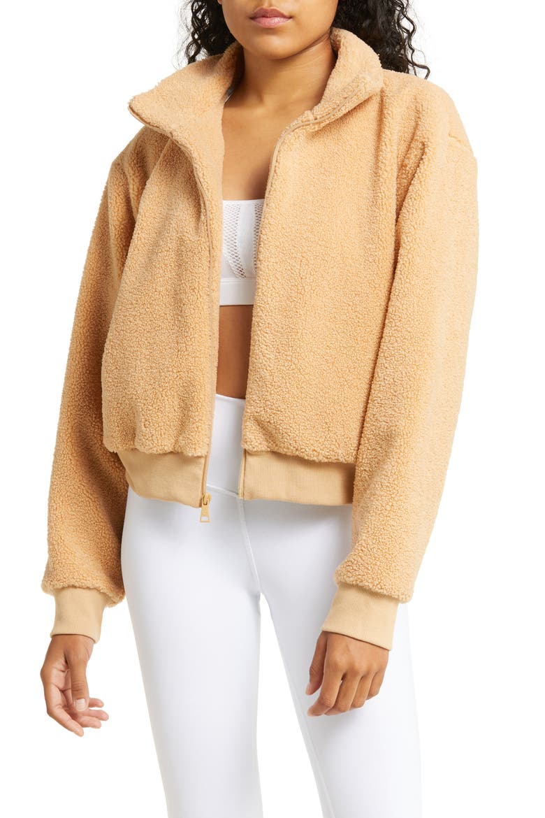 Brave the Elements Fleece Bomber Jacket, Main, color, BUTTERSCOTCH