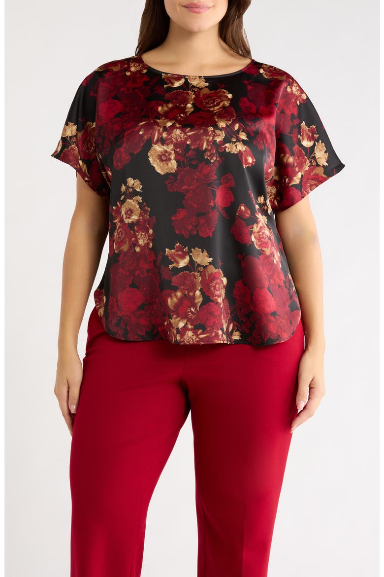 Bateau Neck Short Sleeve Top, Main, color, TITIAN RED MULTI