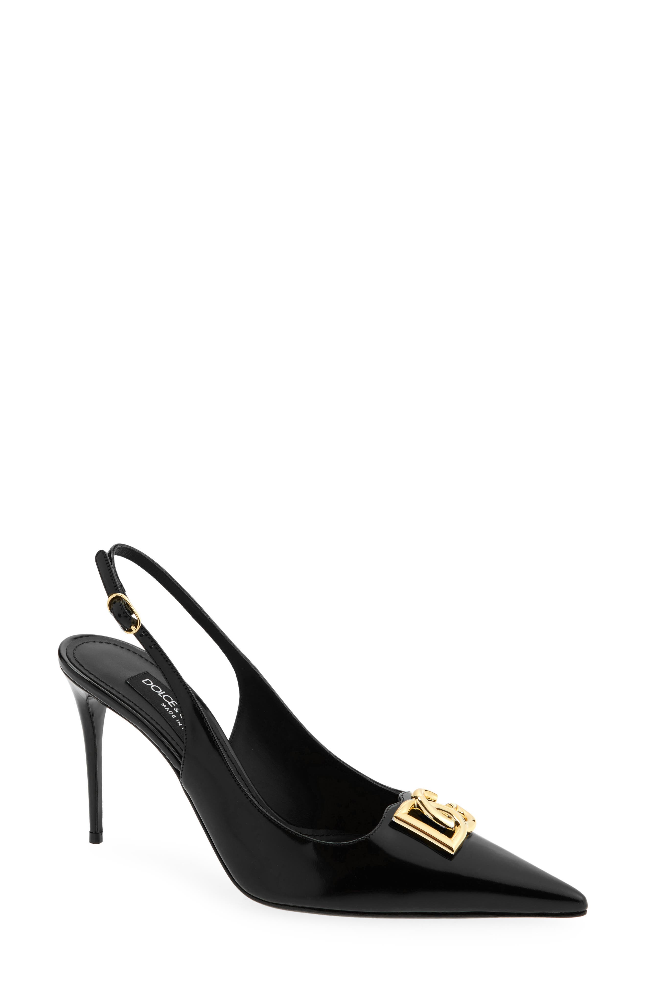 Dolce&Gabbana Lollo Pointed Toe Slingback Pump, Main, color, 80999 Black
