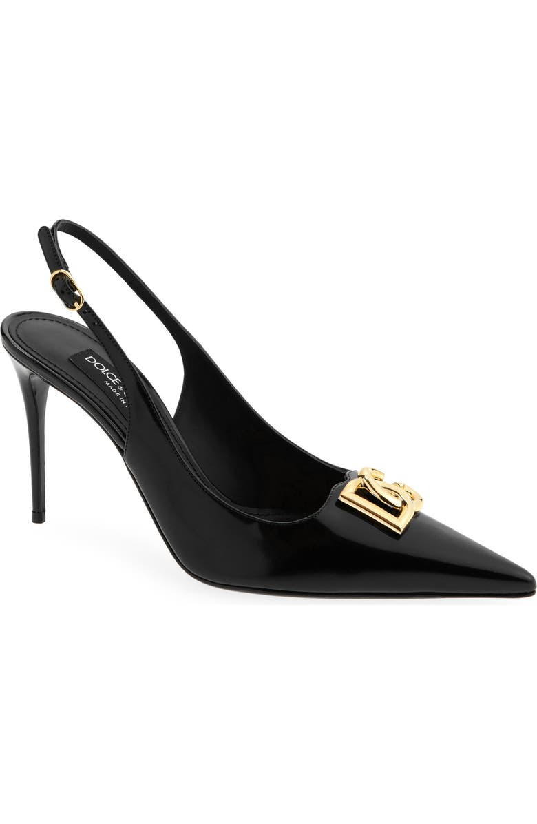 Dolce&Gabbana Lollo Pointed Toe Slingback Pump, Main, color, 80999 Black