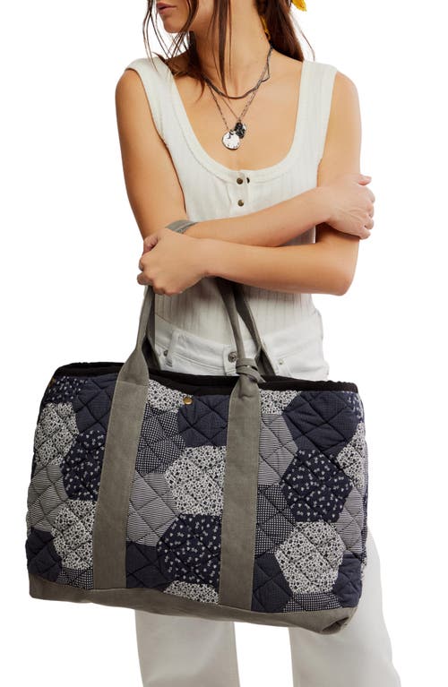 Free People Pippa Patchwork Cotton Tote In Blue