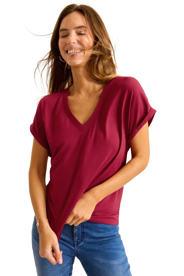Kauai V-Neck T-Shirt, Alternate, color, RHUMBA