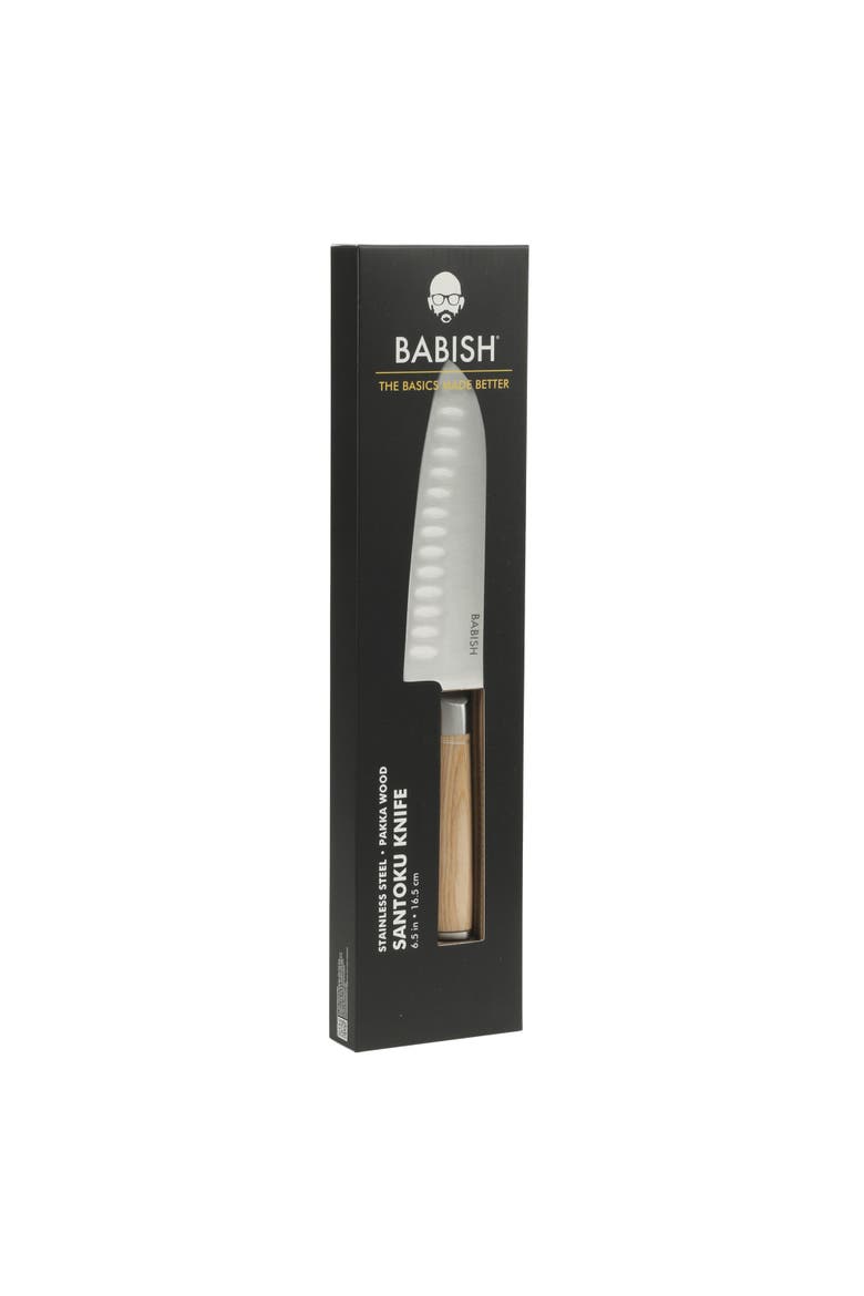 High Carbon German Steel Santoku Knife with Pakka Wood Handle, Alternate, color, Natural