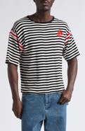 Bode Flocked Stripe Cotton Rib T-Shirt