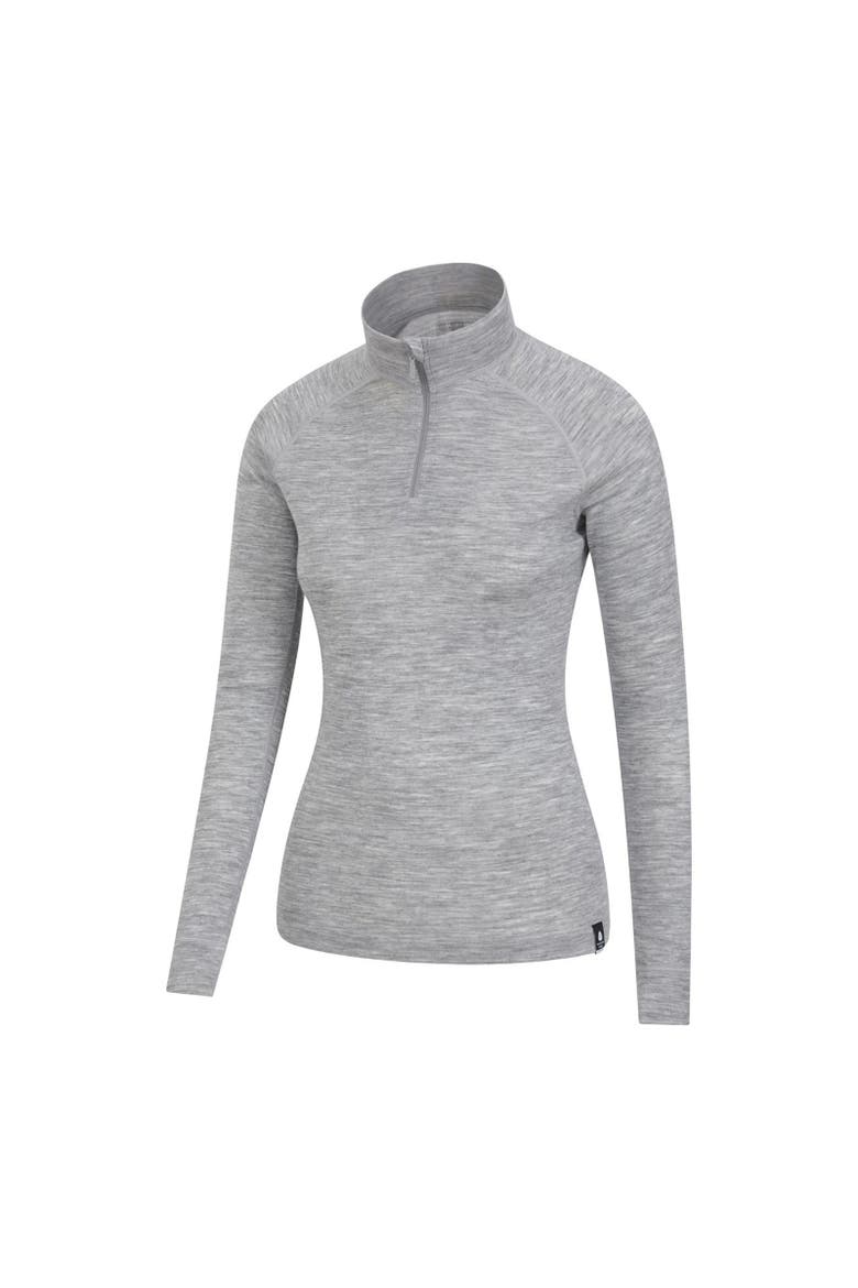 Merino Wool Zip Neck Thermal Top, Alternate, color, Gray