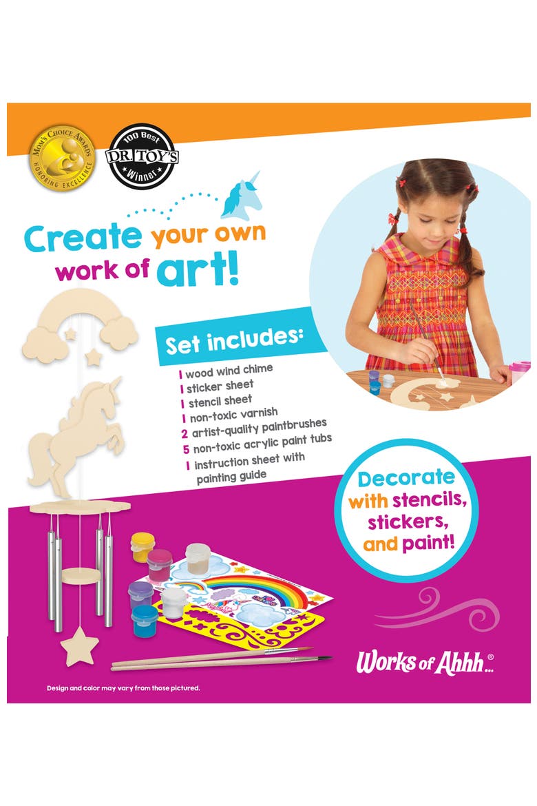 Unicorn Wind Chime Wood Craft Kit, Alternate, color, Multicolor