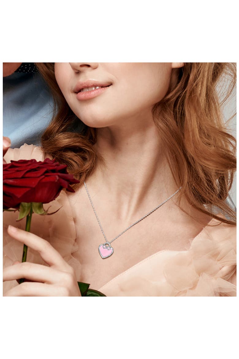 Enamel Heart Pendant Necklace, Alternate, color, PINK