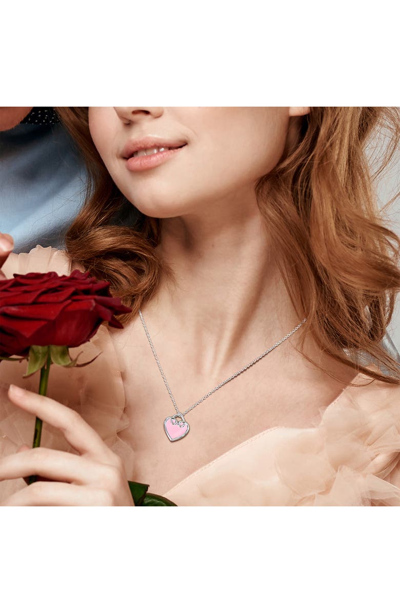 DELMAR Enamel Heart Pendant Necklace, Alternate, color, Pink