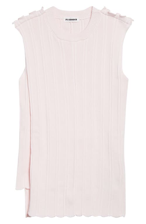 Jil Sander Asymmetric Cotton Rib Wrap Sweater Vest In Pink