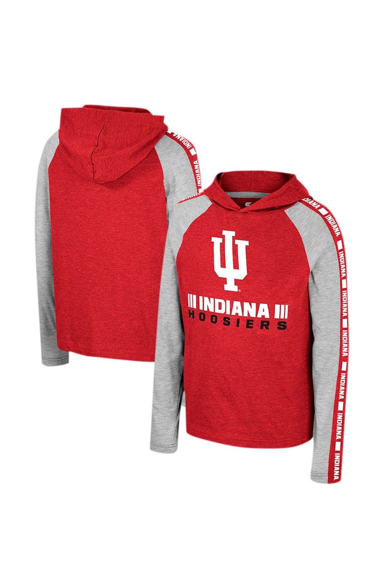 COLOSSEUM Youth Colosseum Crimson Indiana Hoosiers Ned Raglan Long Sleeve Hooded T-Shirt, Main, color,