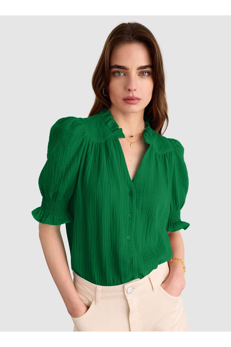 Nolan Organic Cheesecloth Blouse, Main, color, Bright Emerald