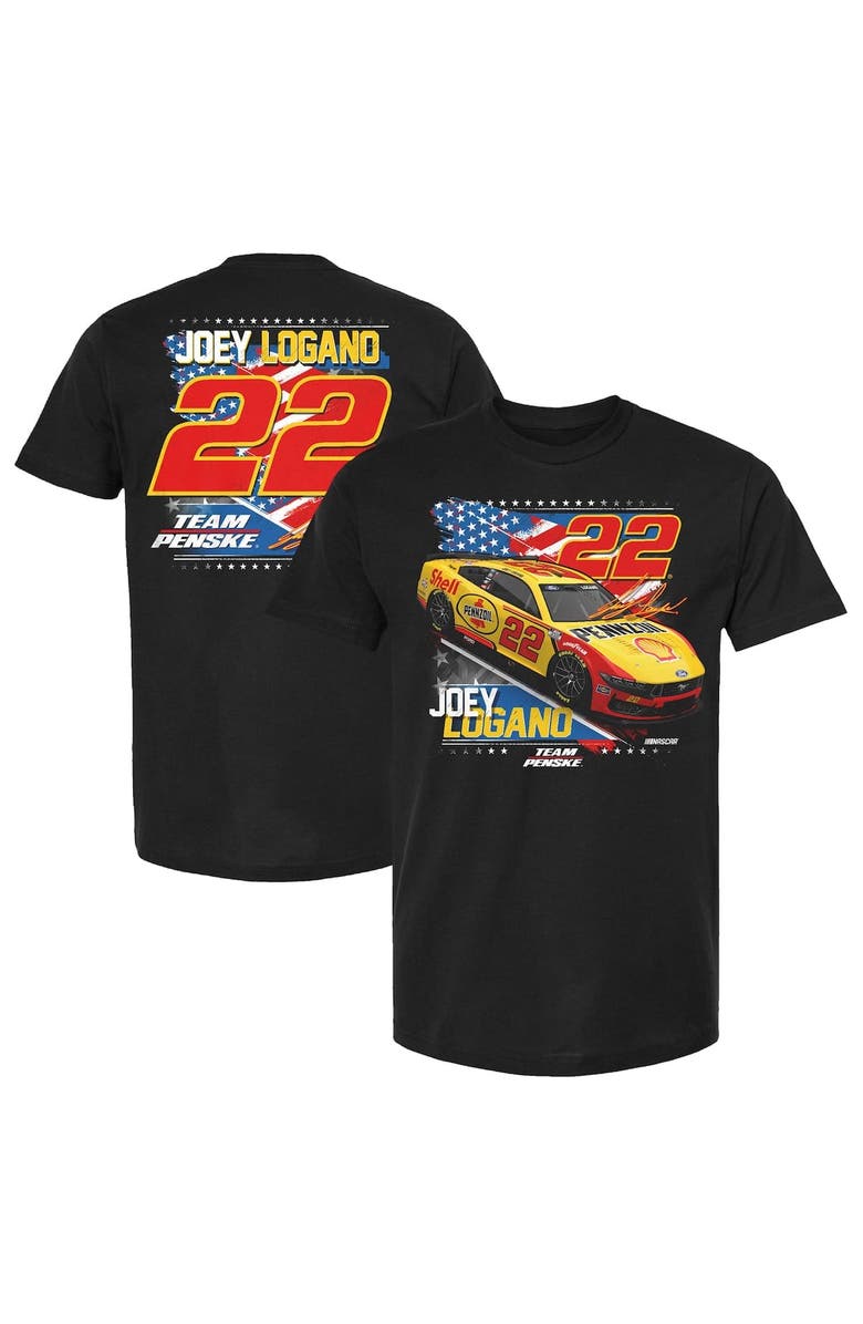 TEAM PENSKE Men's Team Penske Black Joey Logano Shell/Pennzoil Patriotic Car T-Shirt, Main, color, Black