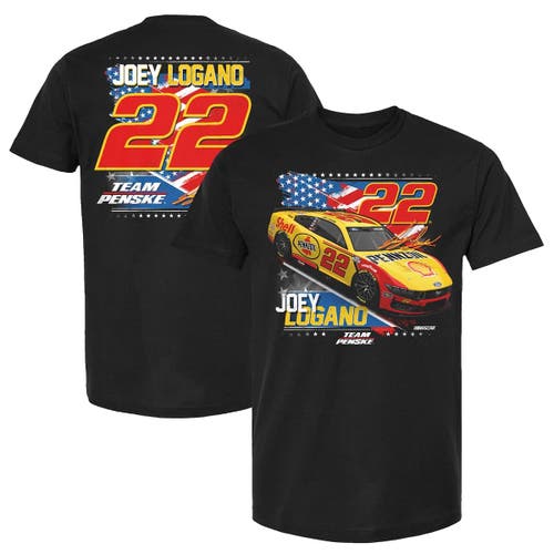 Team Penske Men's Black Joey Logano Shell/pennzoil Patriotic Car T-shirt In Multi