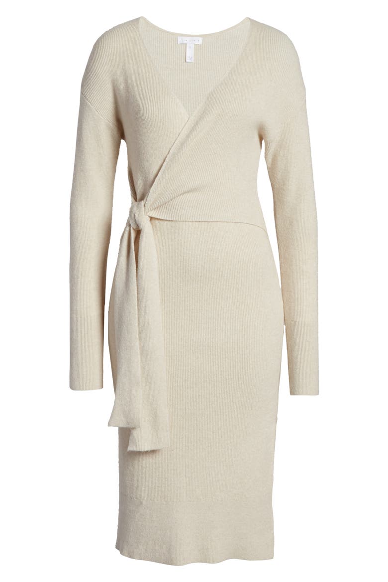 Wrap Sweater Dress, Alternate, color, BEIGE HUMMUS
