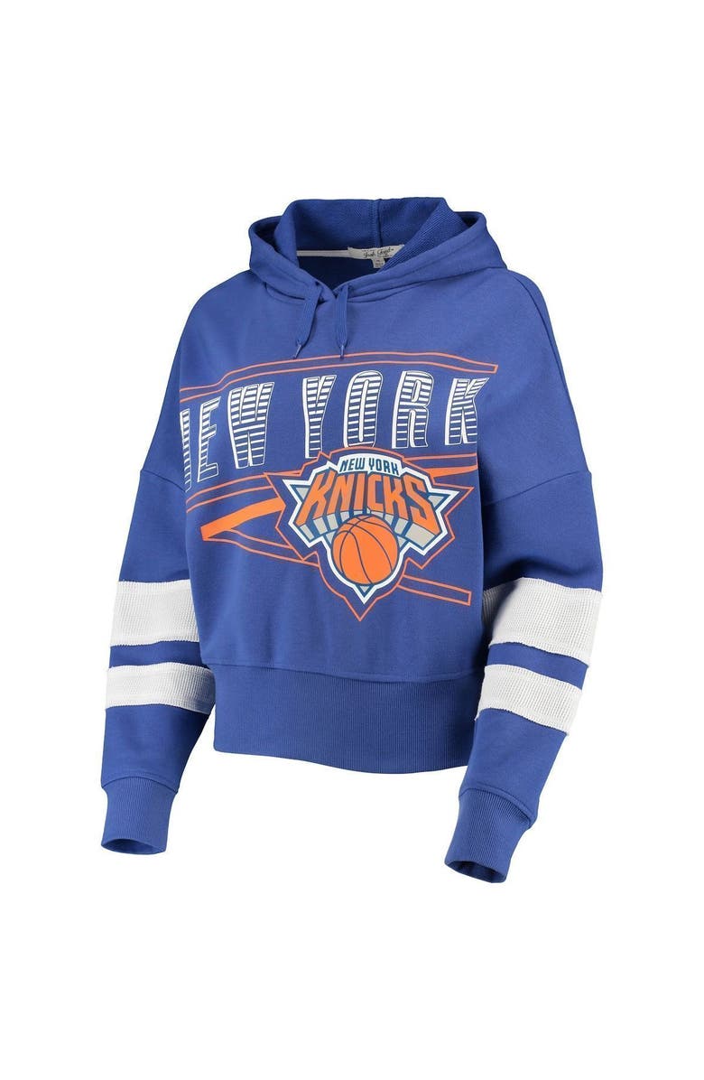 Junk Food Women's Junk Food Blue New York Knicks Throwback Stripe Pullover Hoodie, Alternate, color, 