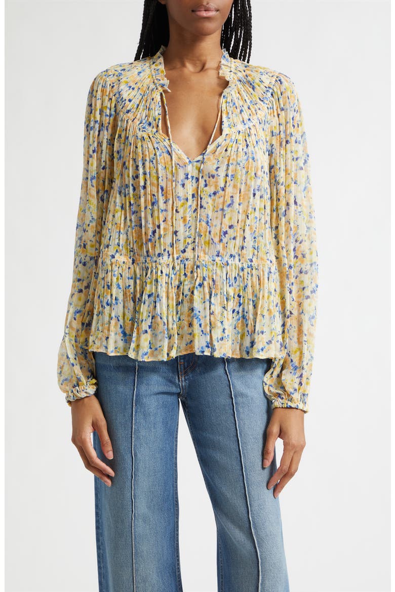 Leandra Floral Long Sleeve Top, Main, color, DAFFODIL