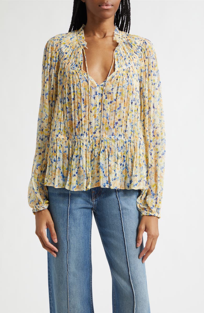 Ulla Johnson Leandra Floral Long Sleeve Top, Main, color, Daffodil