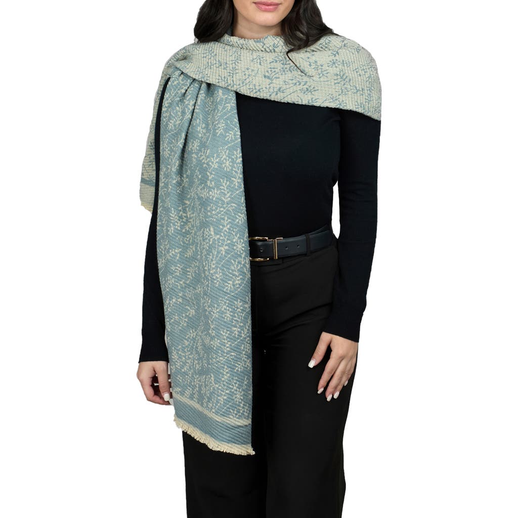 Saachi Floral Crinkle Scarf In Pastel Blue