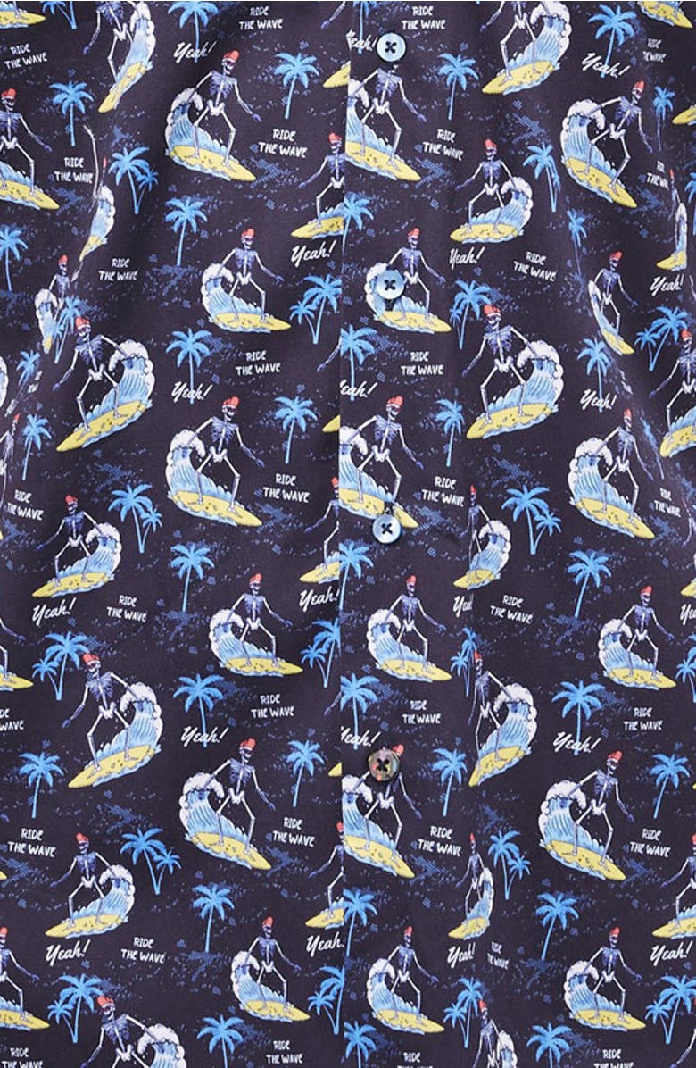 Luchiano Visconti Surfing Skeletons Short Sleeve Shirt, Alternate, color, Navy