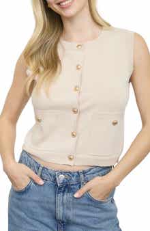 Blu Pepper Sleeveless Double Pocket Cardigan