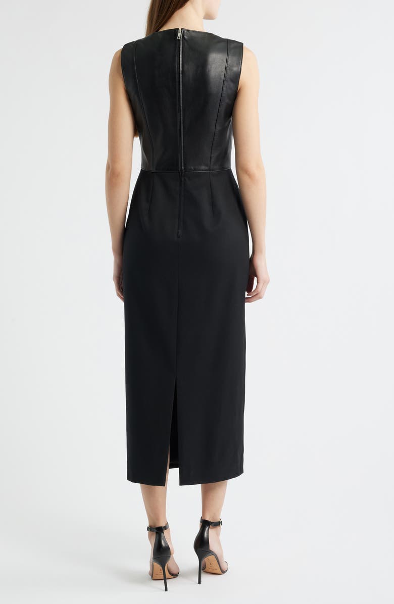 BOSS Drumialda Wool & Leather Column Dress, Alternate, color, Black