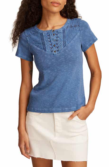 Lucky Brand Cutwork Cotton Henley