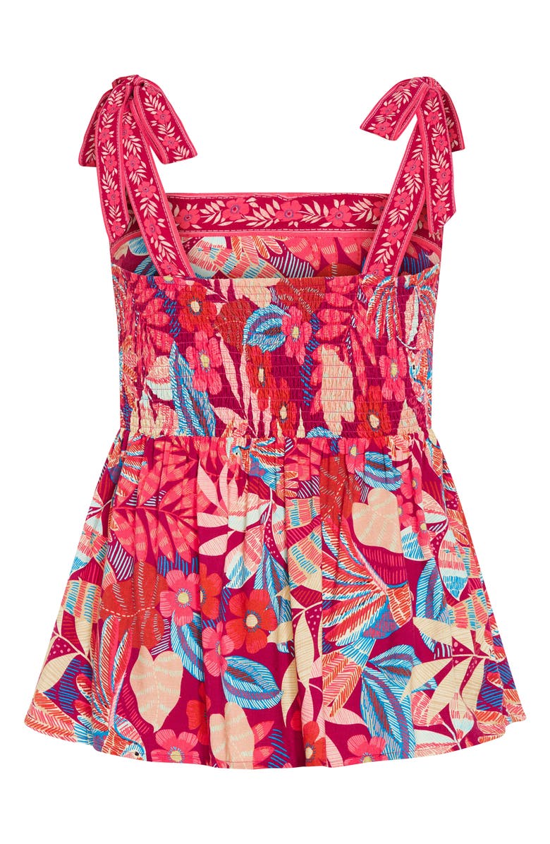 City Chic Paradiso Print Tie Strap Peplum Tank, Alternate, color, Paridiso