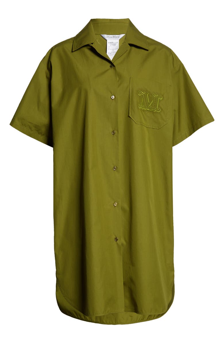 Max Mara Olive Green Cotton Shirtdress, Alternate, color, 