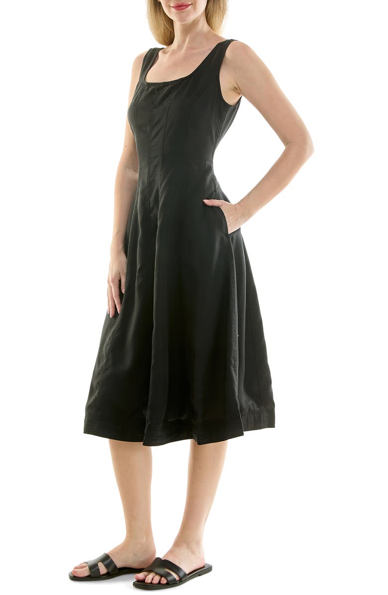 Nicole Miller Twill Fit & Flare Tank Dress, Alternate, color, Very Black