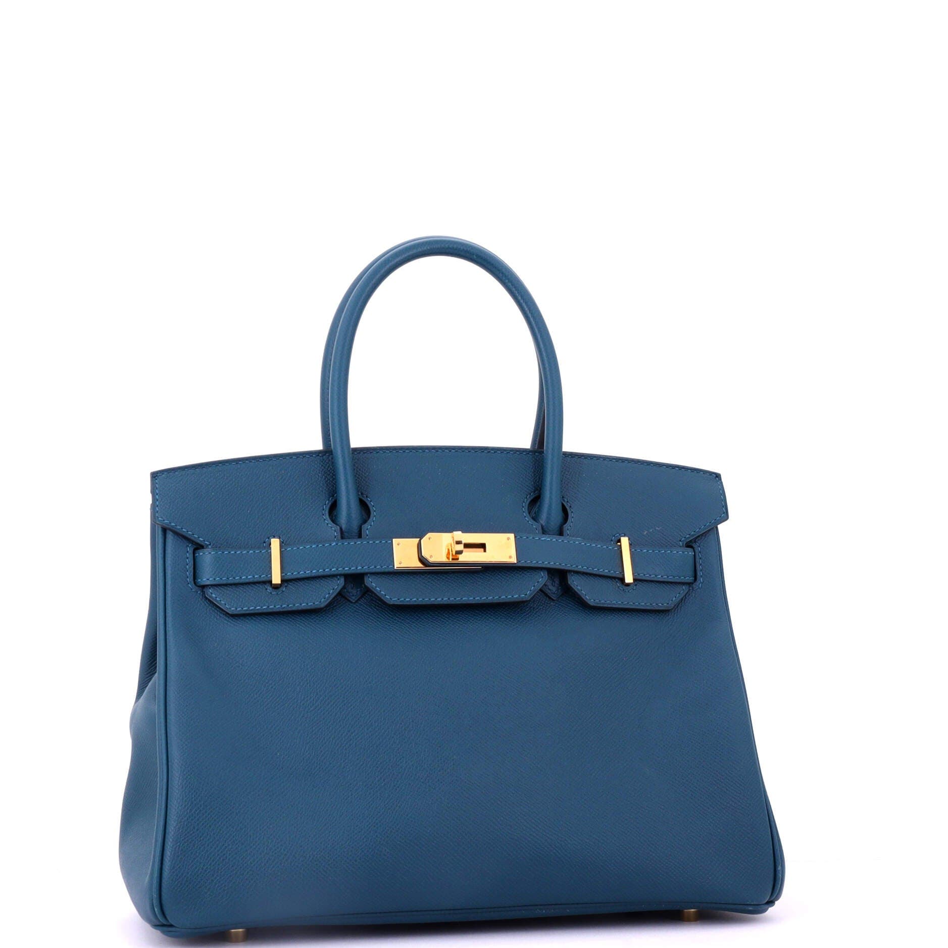 Pre-Owned Hermes Birkin Handbag Blue Epsom with Gold Hardware 30, Alternate, color, Colvert