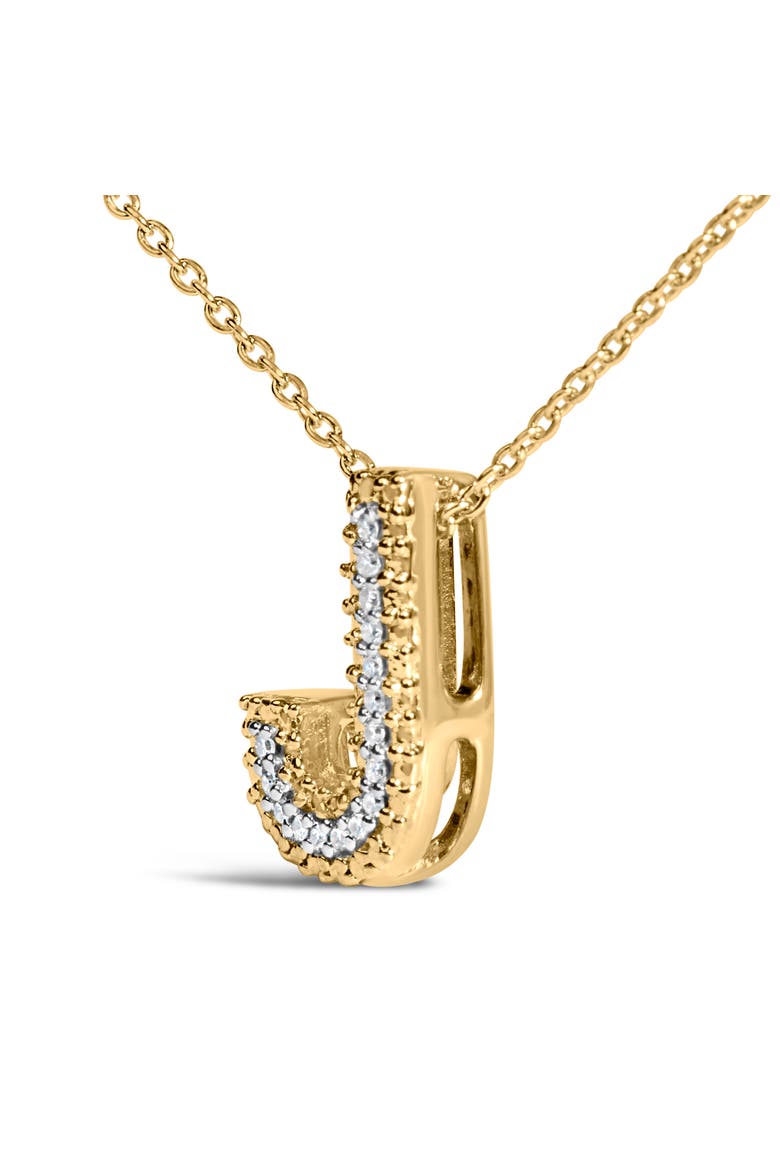 Yellow Gold Vermeil Diamond Accent "A-Z" Initial Bubble Pendant Necklace, Alternate, color, J
