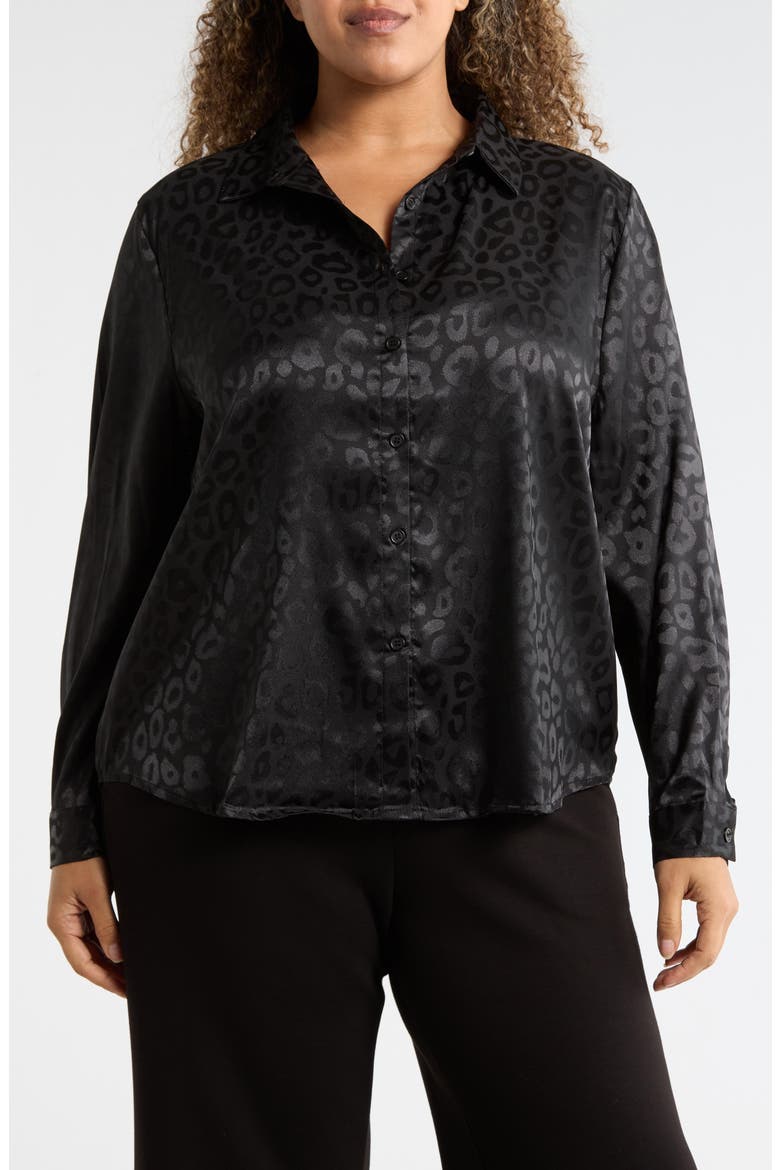 Long Sleeve Button-Up Shirt, Main, color, BLACK