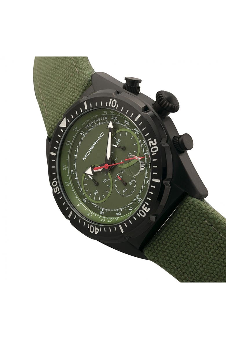 M53 Series Chronograph Fiber-Weaved Leather-Band Watch w/Date, Alternate, color, Black/Olive