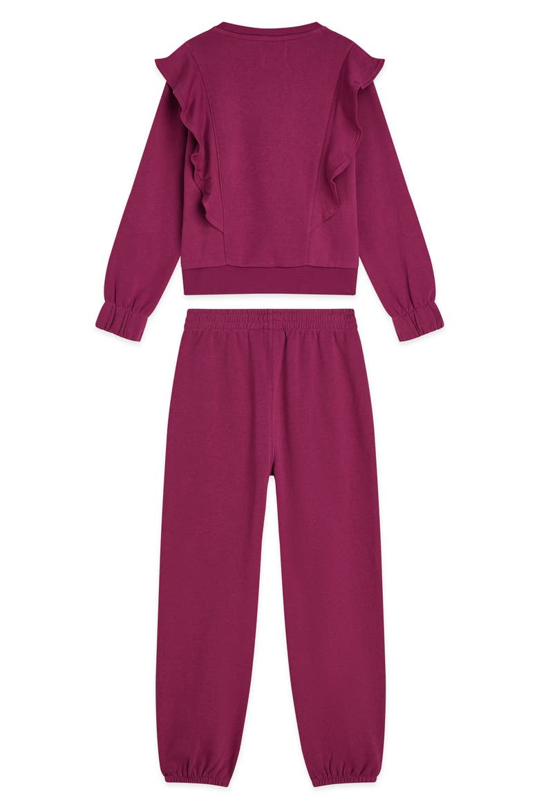 Kids' Ruffle Floral Sweatshirt & Joggers Set, Alternate, color, PINK/ PURPLE