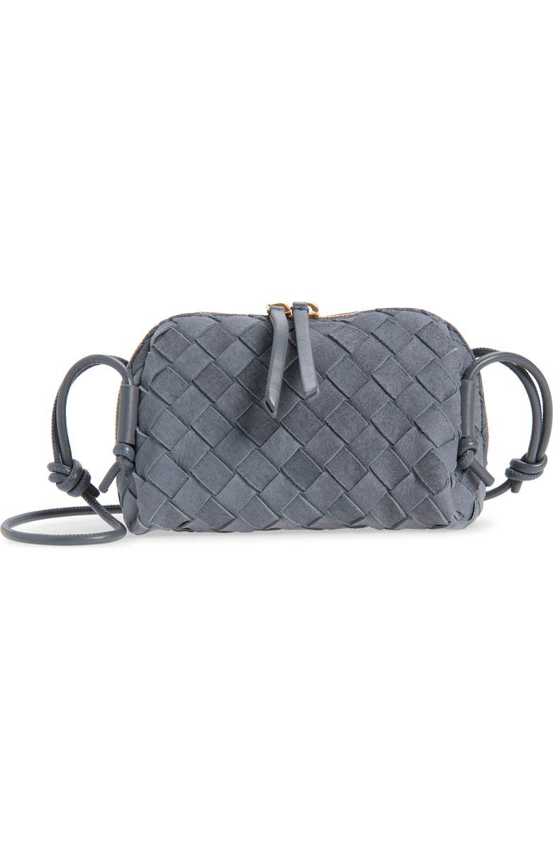 Bottega Veneta Concert Intrecciato Suede Crossbody Bag, Main, color, Cloudy Indigo