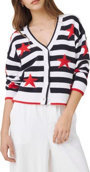 Splendid Liberty Stripe Star Intarsia Cotton Blend Sweater