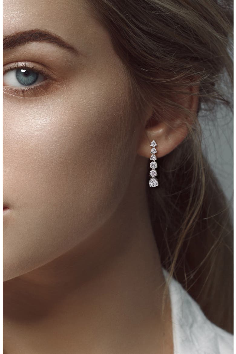 Lab-Grown White Sapphire Graduated Drop Earrings, Alternate, color, WHITE