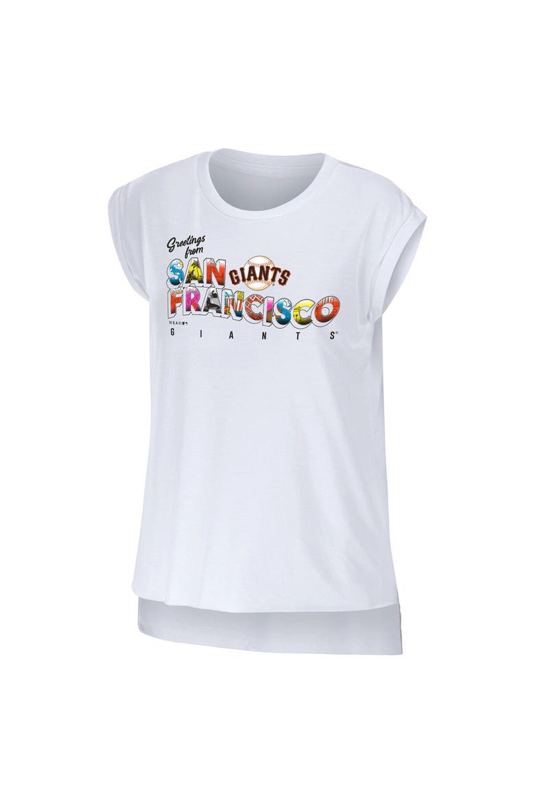 Women's WEAR by Erin Andrews White San Francisco Giants Greetings From T-Shirt, Alternate, color, White