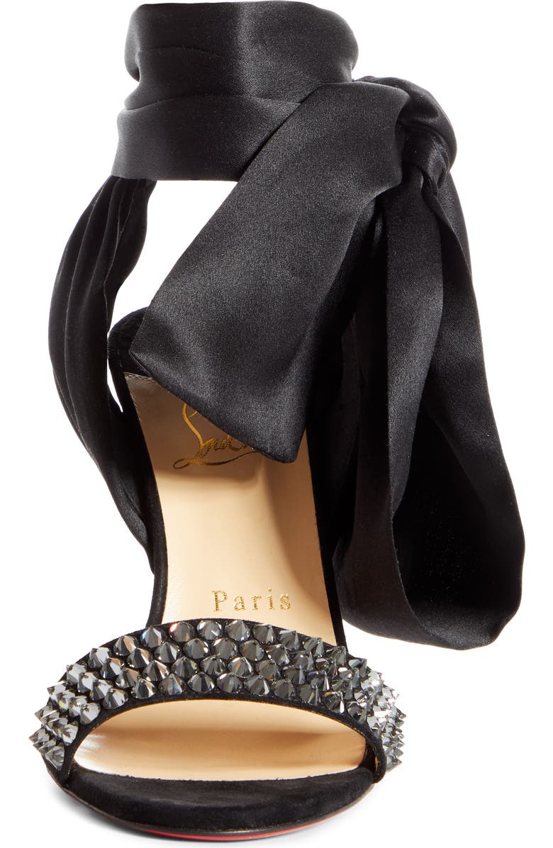 Christian Louboutin Krystal du Desert Spike Ankle Wrap Sandal, Alternate, color,