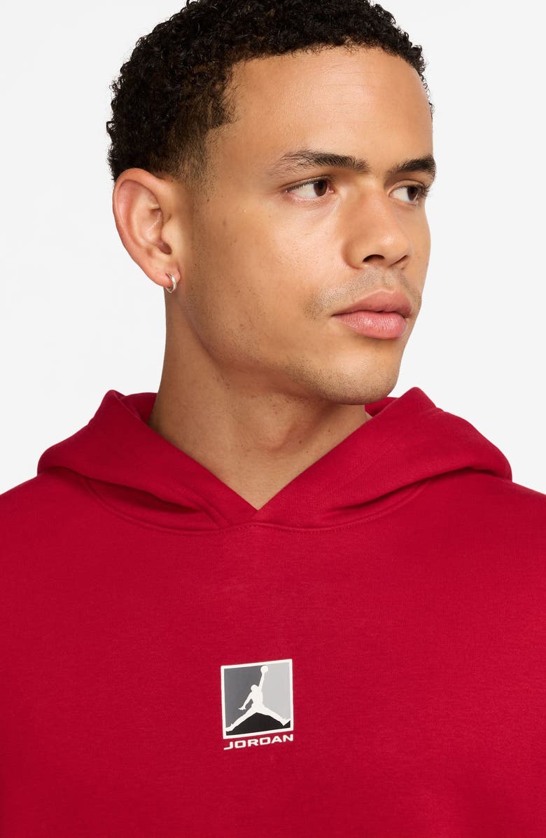 Jordan Graphic Print Brooklyn Fleece Hoodie, Alternate, color, Gym Red/ White