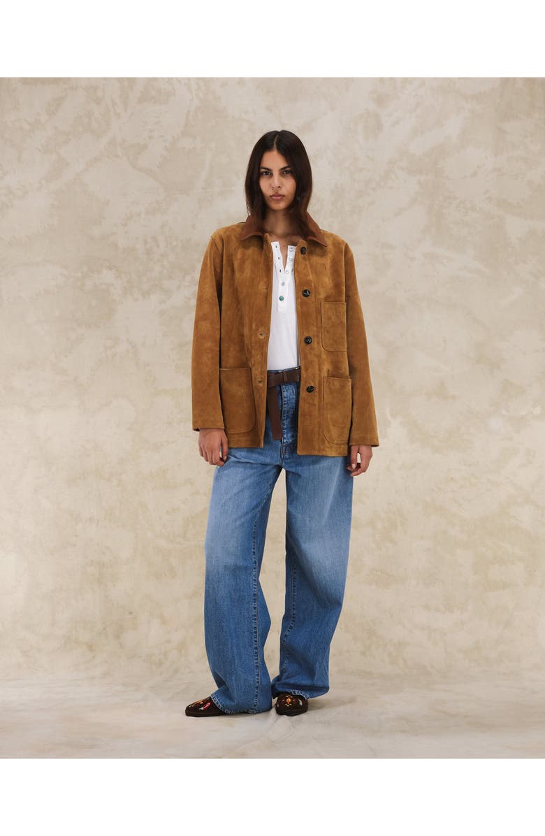 Fortela Montana Work Suede Leather Jacket, Alternate, color, Camel