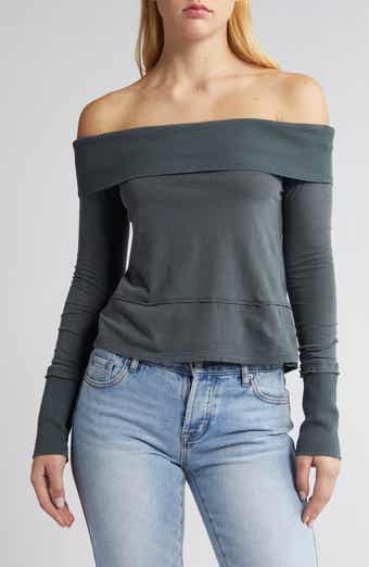 BDG Urban Outfitters Pollie Off the Shoulder Long Sleeve Top